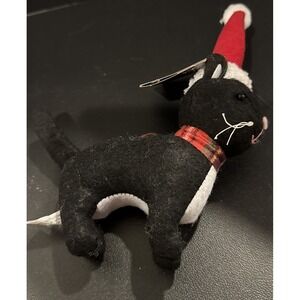 Cat Kitten Black Holiday‎ Christmas Ornament Red Santa Hat Scarf Fabric NEW